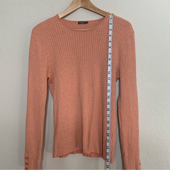 J McLaughlin Ribbed Knit Stretch Long Sleeve Top Size XL Orange Button Sleeve - Picture 3 of 7